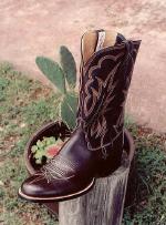 Chocolate Kangaroo Boot w/5-Row Stitching on Tops