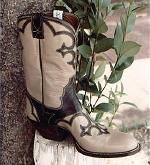 Beige w/Dark Brown Fleur-De-Lis Overlay Boot