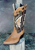 Tan Foot w/14-inch Black Tops w/Butterfly Inlay Boot