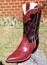 Red Kangaroo Boot w/ Red Collar, Black Top & Counter