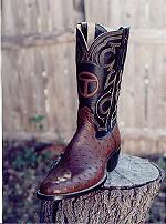 Tobacco Full-Quill Ostrich Boot w/Brand on Tops